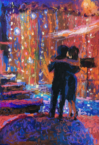 Pintura intitulada "Evening dance oil p…" por Maria Delendik, Obras de arte originais, Pastel