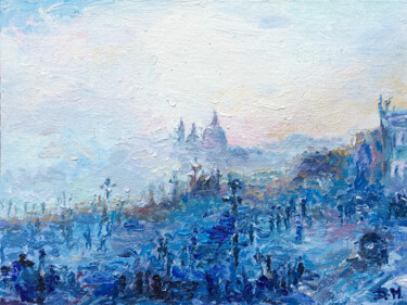 Painting titled "One foggy morning i…" by Maria Delendik, Original Artwork, Oil