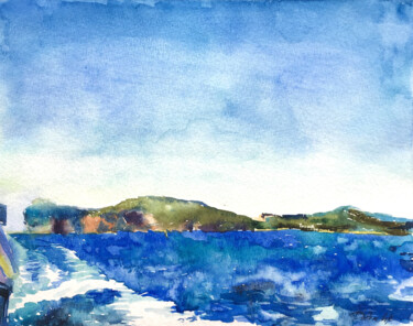 Peinture intitulée "Sardinia sea waves…" par Maria Delendik, Œuvre d'art originale, Aquarelle