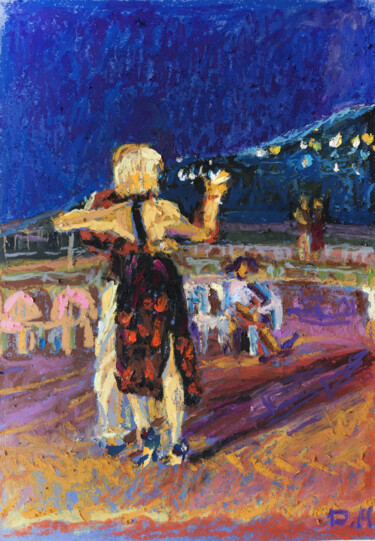 Schilderij getiteld "Oil pastel dancer p…" door Maria Delendik, Origineel Kunstwerk, Pastel