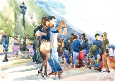 Peinture intitulée "Dancers watercolor…" par Maria Delendik, Œuvre d'art originale, Aquarelle