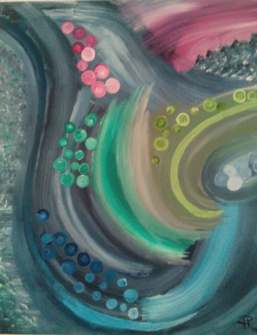 Pintura titulada "Curvas y texturas" por María Dolores Parada Cordal, Obra de arte original, Acrílico Montado en Panel de ma…