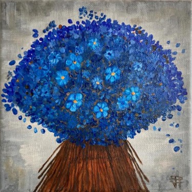Pittura intitolato "Flores azules" da María Dolores Parada Cordal, Opera d'arte originale, Acrilico