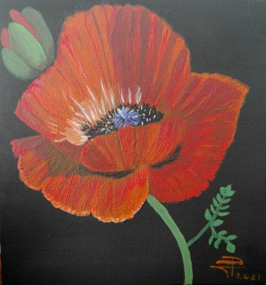 Painting titled "Amapola" by María Dolores Parada Cordal, Original Artwork, Acrylic Mounted on Wood Stretcher frame