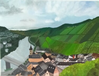 Painting titled "Mosel" by María Dolores Parada Cordal, Original Artwork, Acrylic Mounted on Wood Panel