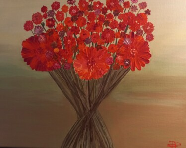 Pintura titulada "Flores rojitas" por María Dolores Parada Cordal, Obra de arte original, Acrílico Montado en Bastidor de ca…