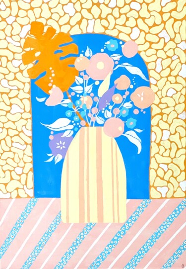 Картина под названием "Букет Перванж" - Мария Дворянинова, Подлинное произведение искусства, Акрил Установлен на Деревянная…