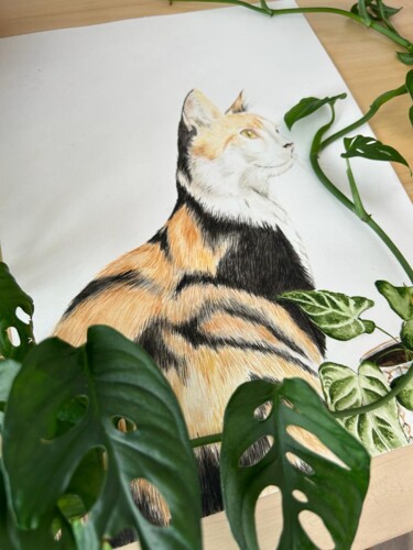 「Karma ir a cat」というタイトルの絵画 María Emilia Villegasによって, オリジナルのアートワーク, 水彩画