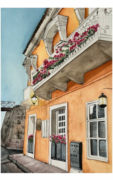 Pintura intitulada "Cartagena" por María Emilia Villegas, Obras de arte originais, Aquarela