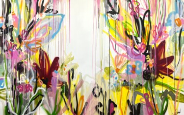 Painting titled "Magie des fleurs" by Maria Esmar, Original Artwork, Acrylic