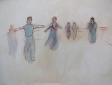 Malarstwo zatytułowany „ECOLE DE DANSE homm…” autorstwa Maria Foskolaki, Oryginalna praca, Akwarela