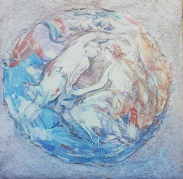 Peinture intitulée "Sky" par Maria Foskolaki, Œuvre d'art originale, Tempera
