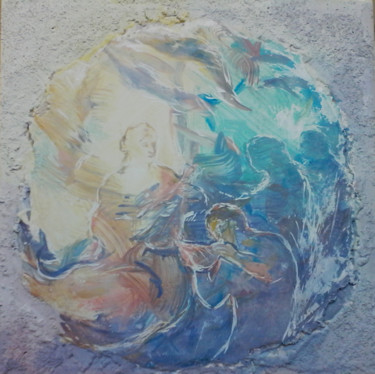 Malerei mit dem Titel "Chanson de la mer" von Maria Foskolaki, Original-Kunstwerk, Tempera