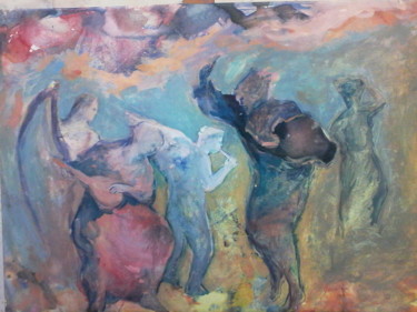 Peinture intitulée "Les musiciens" par Maria Foskolaki, Œuvre d'art originale, Tempera