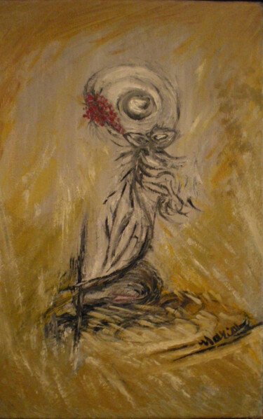 Peinture intitulée "Femme au chapeau" par Maria Foti, Œuvre d'art originale, Huile
