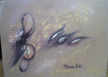 Painting titled "La musique" by Maria Foti, Original Artwork, Oil Mounted on Wood Stretcher frame