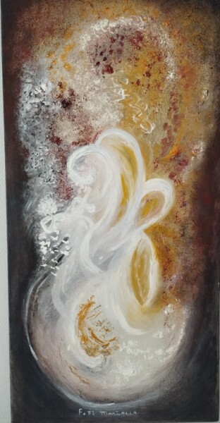 Painting titled "Pureté transcendante" by Maria Foti, Original Artwork, Oil Mounted on Wood Stretcher frame