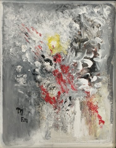 Painting titled "Lumière émergente" by Maria Foti, Original Artwork, Oil Mounted on Wood Stretcher frame