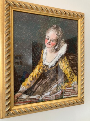 Arte tessile intitolato "Donna con Libri, Je…" da Maria Furlan Bellis, Opera d'arte originale, Filo Montato su Altro pannell…
