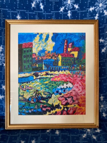 Textilkunst mit dem Titel "Monaco-Schwabing, c…" von Maria Furlan Bellis, Original-Kunstwerk, Faden Auf Andere starre Platte…