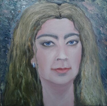 Painting titled "Alter ego" by Maria Galan, Original Artwork, Oil Mounted on Wood Stretcher frame