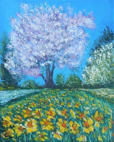 Картина под названием "Countryside" - Maria Galan, Подлинное произведение искусства, Масло Установлен на Деревянная рама для…