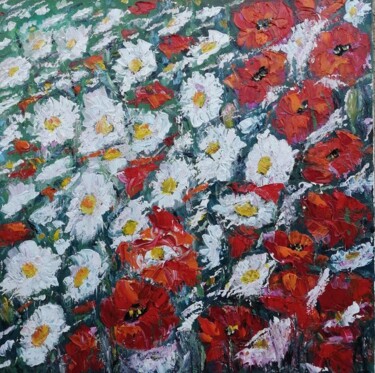 Painting titled "Spring" by Maria Galan, Original Artwork, Oil Mounted on Wood Stretcher frame