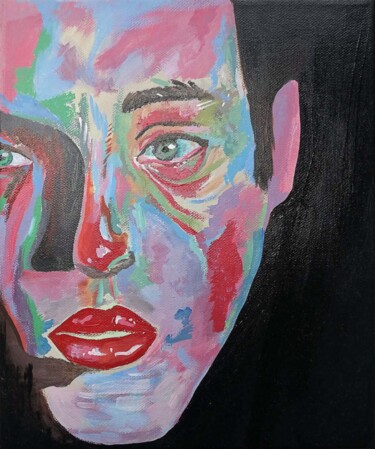 Картина под названием "Green eyes" - Maria Galan, Подлинное произведение искусства, Акрил Установлен на Деревянная рама для…