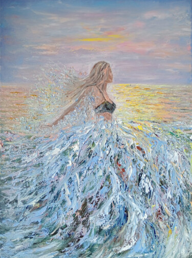 Painting titled "Felicia" by Maria Galan, Original Artwork, Oil Mounted on Wood Stretcher frame
