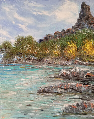 Malarstwo zatytułowany „Sea shore” autorstwa Maria Galan, Oryginalna praca, Olej Zamontowany na Drewniana rama noszy