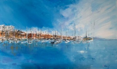 Pittura intitolato "Algarve Marina, Por…" da Maria Godinho, Opera d'arte originale, Olio