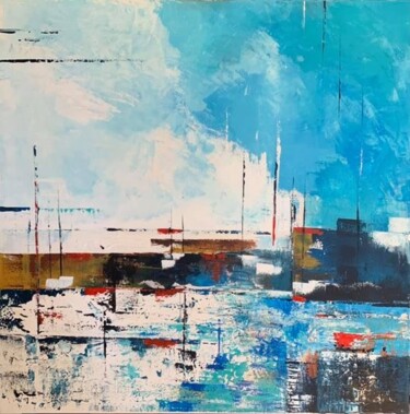 Painting titled "Blue and blue" by Maria Godinho, Original Artwork, Acrylic