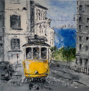 Peinture intitulée "Lisbon in the morni…" par Maria Godinho, Œuvre d'art originale, Huile