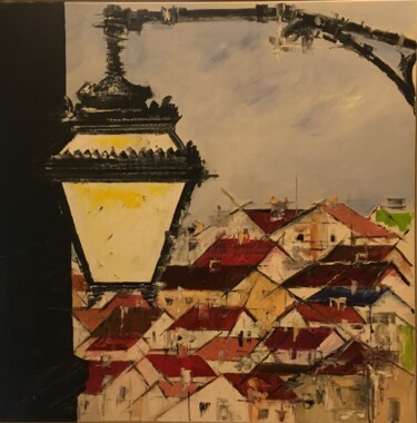 Painting titled "Lisbon lamp" by Maria Godinho, Original Artwork, Oil