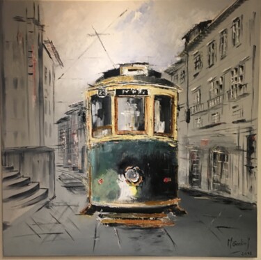 Pintura intitulada "Oporto Tram" por Maria Godinho, Obras de arte originais, Óleo