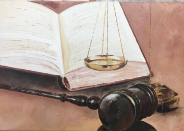 Schilderij getiteld "Justice" door Maria Godinho, Origineel Kunstwerk, Olie