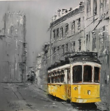 Painting titled "Lisbon Street" by Maria Godinho, Original Artwork, Oil