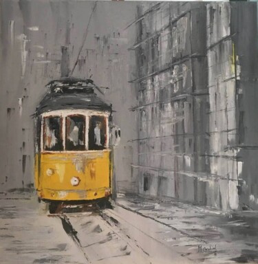 Pittura intitolato "Tram" da Maria Godinho, Opera d'arte originale, Olio