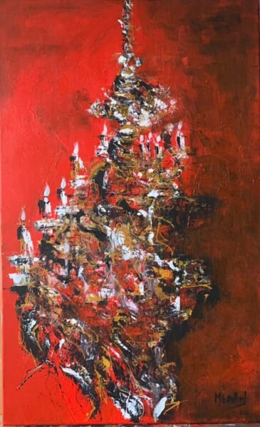 Painting titled "Midnight Red" by Maria Godinho, Original Artwork, Acrylic