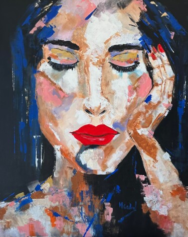 Painting titled "De olhos fechados a…" by Maria Godinho, Original Artwork, Acrylic