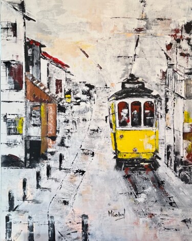 Schilderij getiteld "Por Lisboa" door Maria Godinho, Origineel Kunstwerk, Acryl
