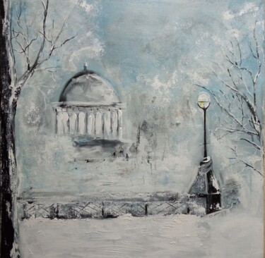 Painting titled "Winter landscape" by Maria Gomon, Original Artwork, Acrylic