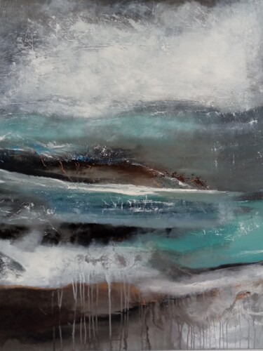 Malerei mit dem Titel "The power of the sea" von Maria Gomon, Original-Kunstwerk, Acryl