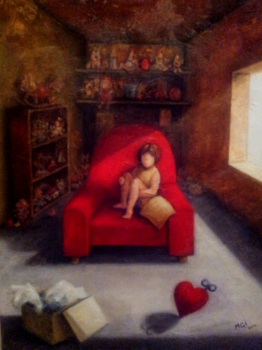Pittura intitolato "Il giocattolo nuovo" da Maria-Grazia Innocenti, Opera d'arte originale, Acrilico