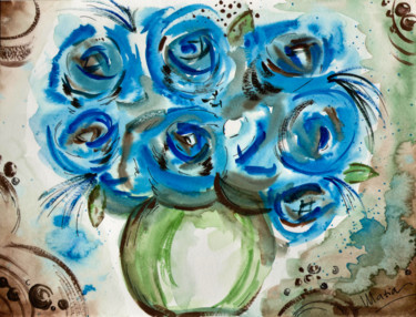Pittura intitolato "Flower" da Maria Grazia Sabella, Opera d'arte originale, Acquarello