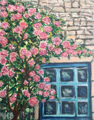 Картина под названием "Les roses grimpantes" - Maria Helena Benier - De Macedo, Подлинное произведение искусства, Масло Уста…