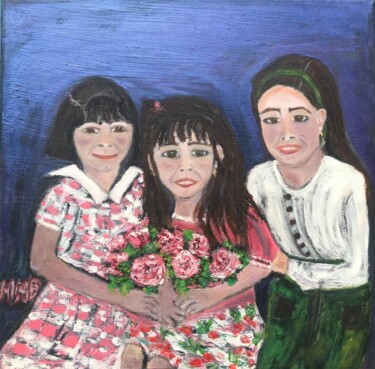 Painting titled "Les trois sœurs" by Maria Helena Benier - De Macedo, Original Artwork, Oil