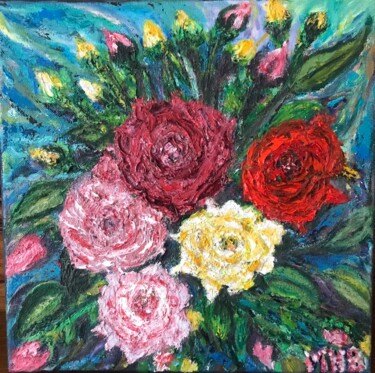 Peinture intitulée "Roses" par Maria Helena Benier - De Macedo, Œuvre d'art originale, Huile