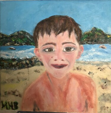 Peinture intitulée "L’enfant Tiago" par Maria Helena Benier - De Macedo, Œuvre d'art originale, Huile
