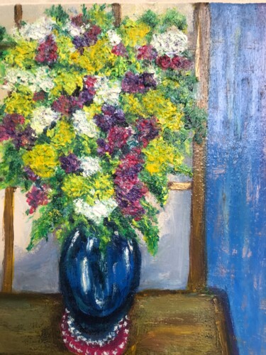 Peinture intitulée "Bouquet de fleurs s…" par Maria Helena Benier - De Macedo, Œuvre d'art originale, Huile